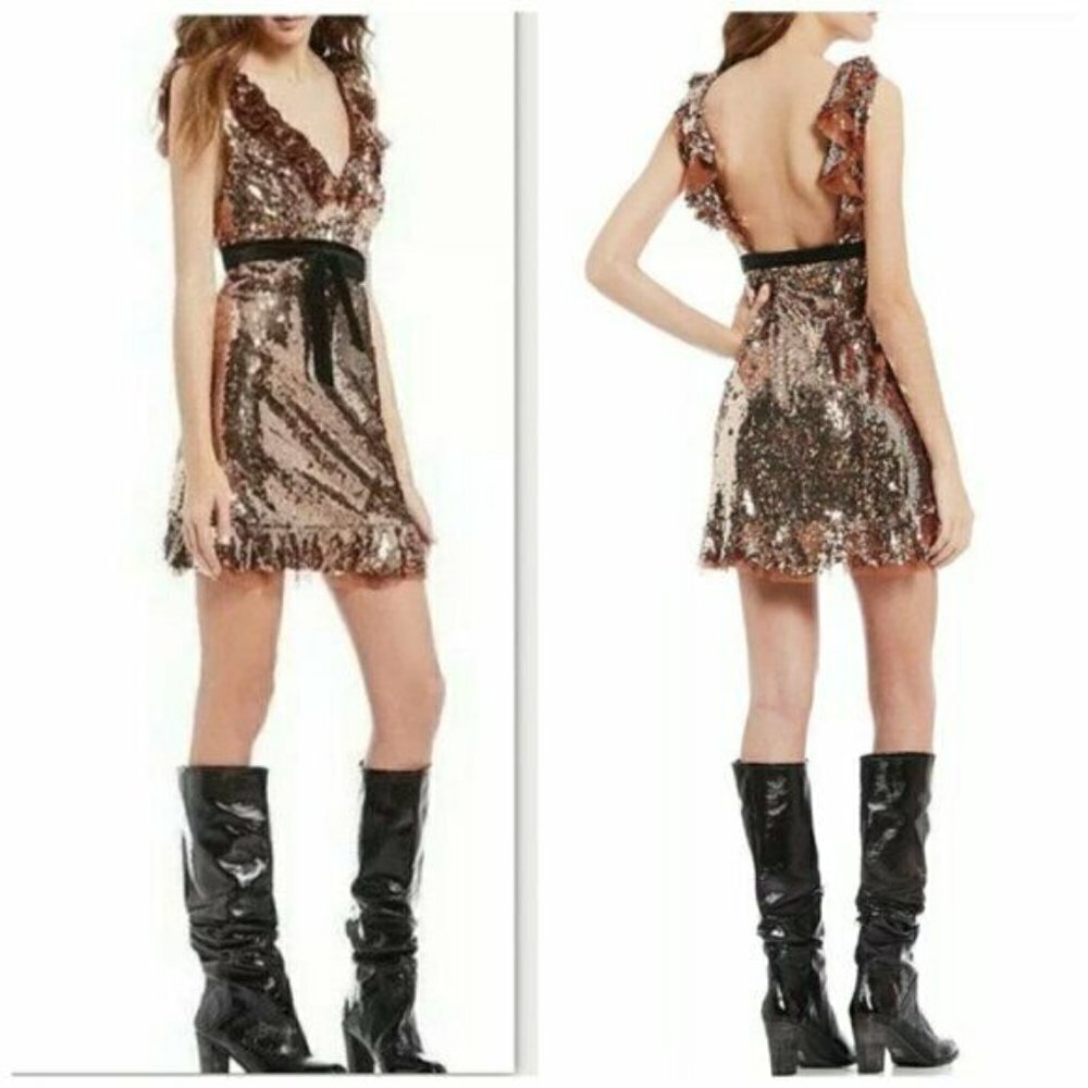 Holiday Party Dress FREE PEOPLE Tribeca Sequin Siren Mini NWT